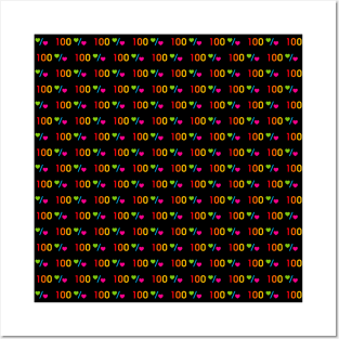 100 % rainbow love pattern on black background Posters and Art